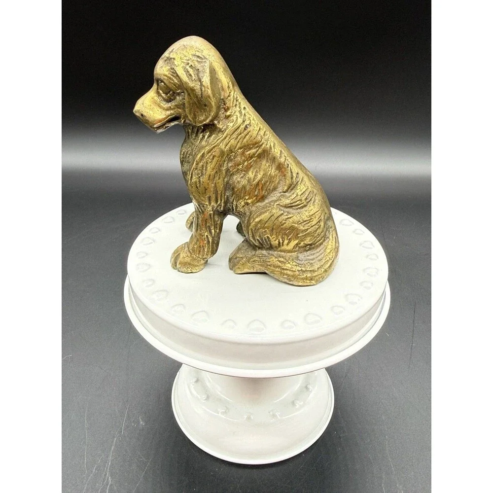 Vintage solid brass dog figurine, Labrador?